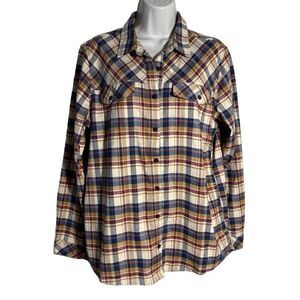 Women’s L.L. Bean Cabin Scotch Plaid Flannel Shirt Size Medium 508318